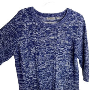 As new Blue & White marled Cable knit Sweater